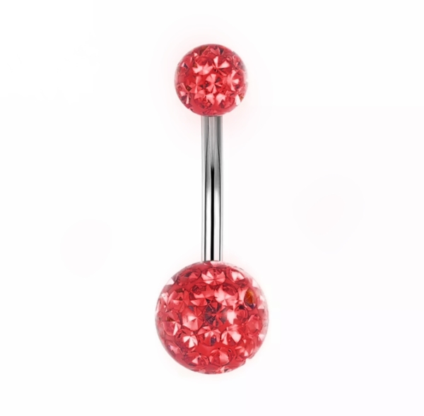Piercing do pupku Swarovski kamienky - červený
