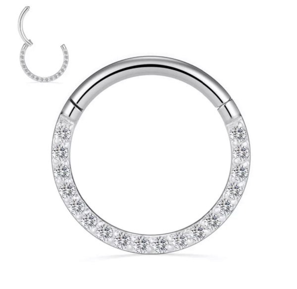 Piercing Krúžok s bielymi kamienkami strieborný, zlatý
