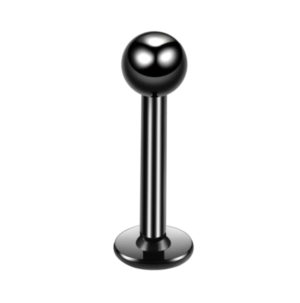 Piercing do pery – Labret čierna farba, lesklé guličky