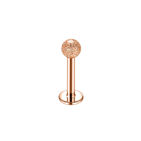 Piercing do pery – Labret ružová zlatá farba, matné guličky