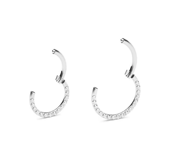 Piercing Krúžok s bielymi kamienkami strieborný, zlatý - Image 2