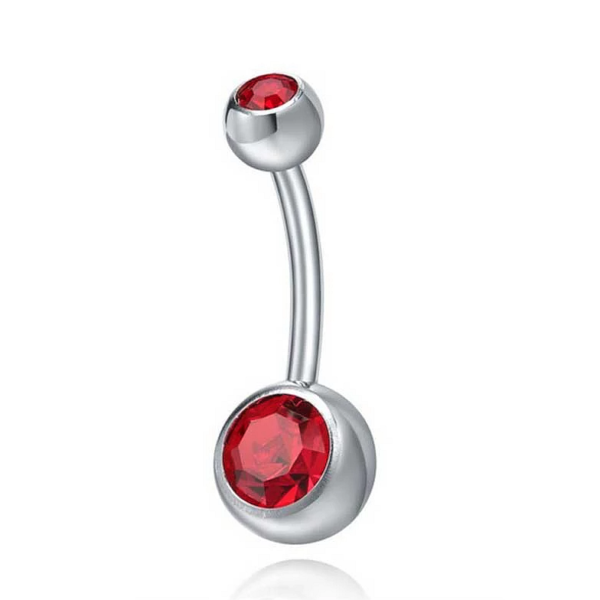 Piercing do pupku strieborný s dvoma kamienkami