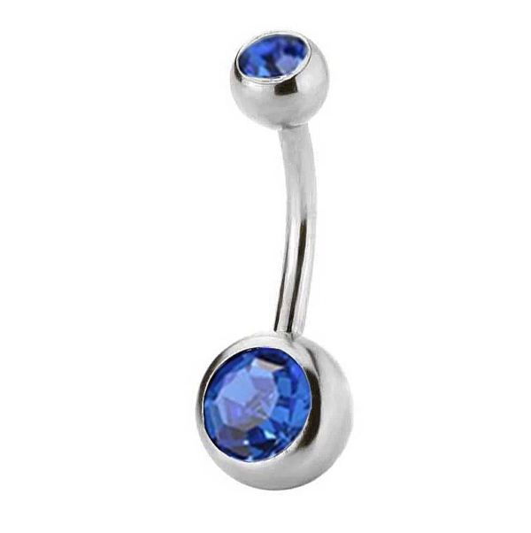 Piercing do pupku strieborný s dvoma kamienkami
