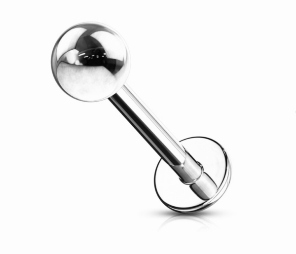 Piercing do pery - Labret strieborná farba, lesklé guličky