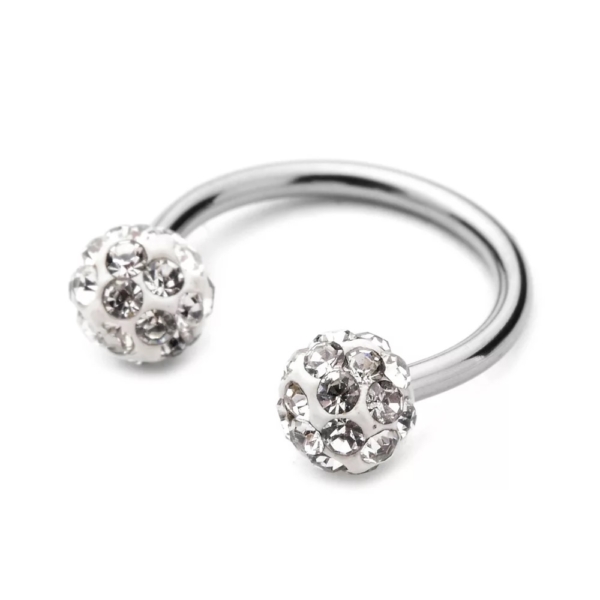 Piercing Polkruh strieborný Swarovski guličky