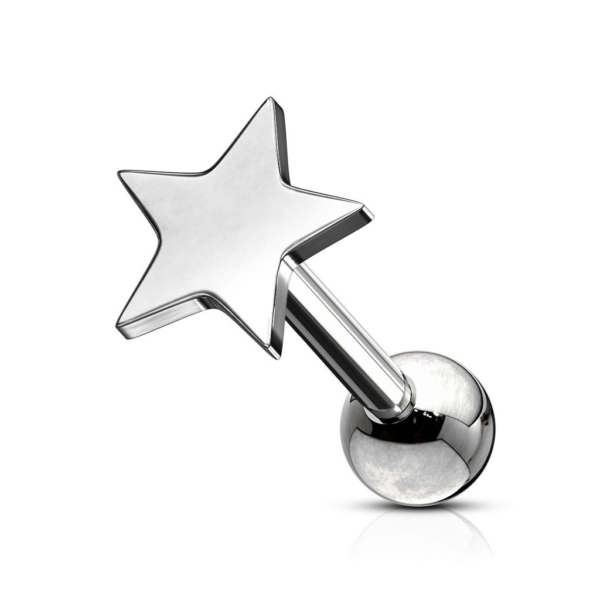 Piercing do ucha Helix / Tragus hviezda strieborný