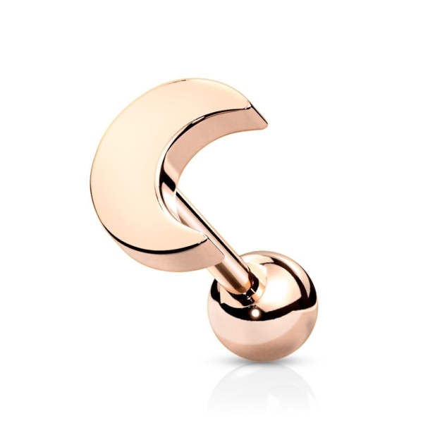 Piercing do ucha Helix / Tragus Mesiac ružový zlatý