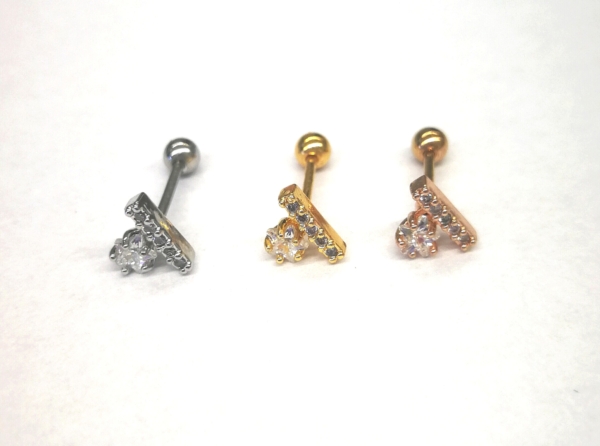 Piercing do ucha Helix Tragus s bielymi kryštálmi