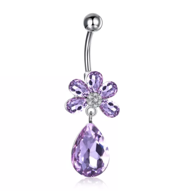 Piercing do pupku Kvietok strieborný s príveskom