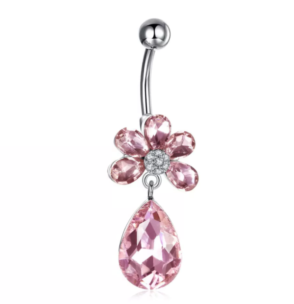 Piercing do pupku Kvietok strieborný s príveskom