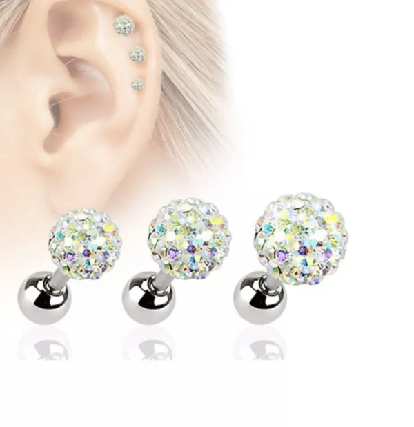 Náušnica do ucha Cartilage, AB Swarovski kamienky - Image 2