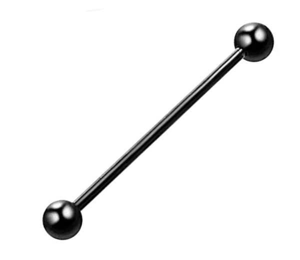 Piercing do ucha Industrial čierny s guličkami