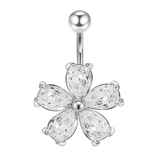 Piercing do pupku Kvietok strieborný