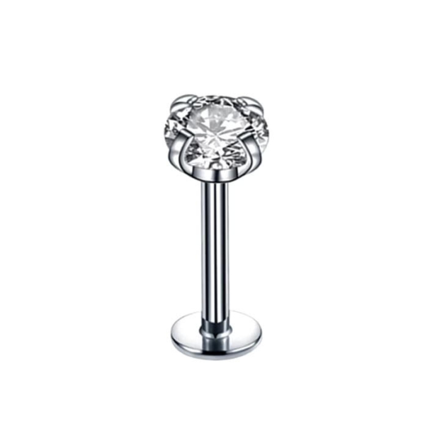 Piercing do pery strieborný s bielym kamienkom