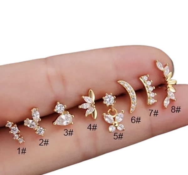 Zlatý piercing do ucha Cartilage – Helix, Tragus