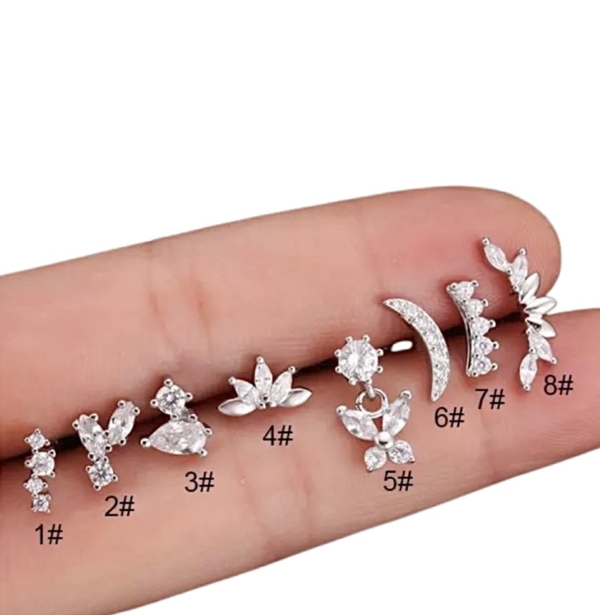 Strieborný piercing do ucha Cartilage – Helix, Tragus