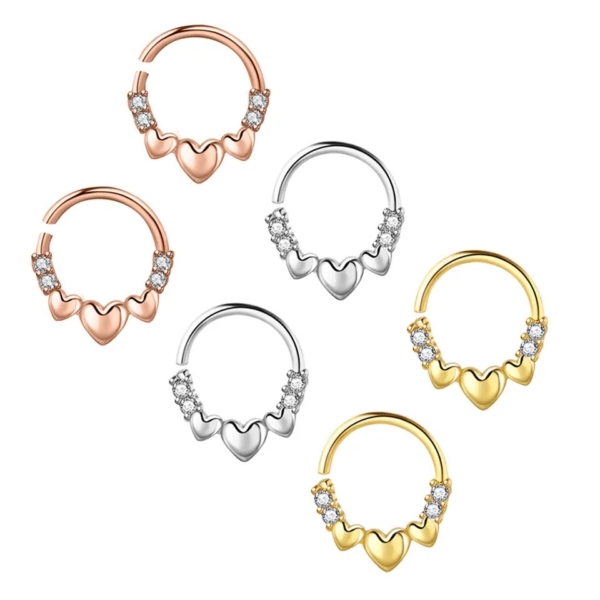 Piercing krúžok Srdiečka - Helix, Tragus, Daith, Septum